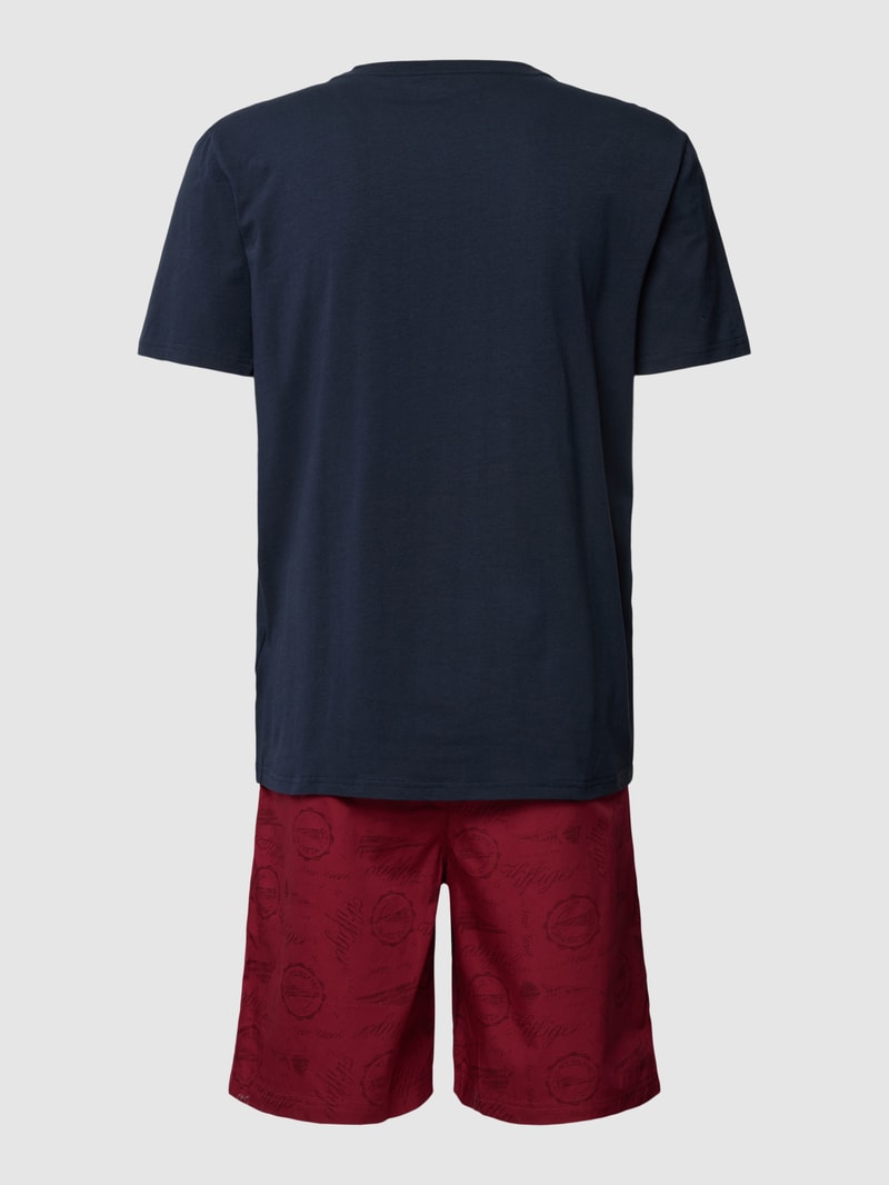 Pyjama mit Label-Stitching in marineblau