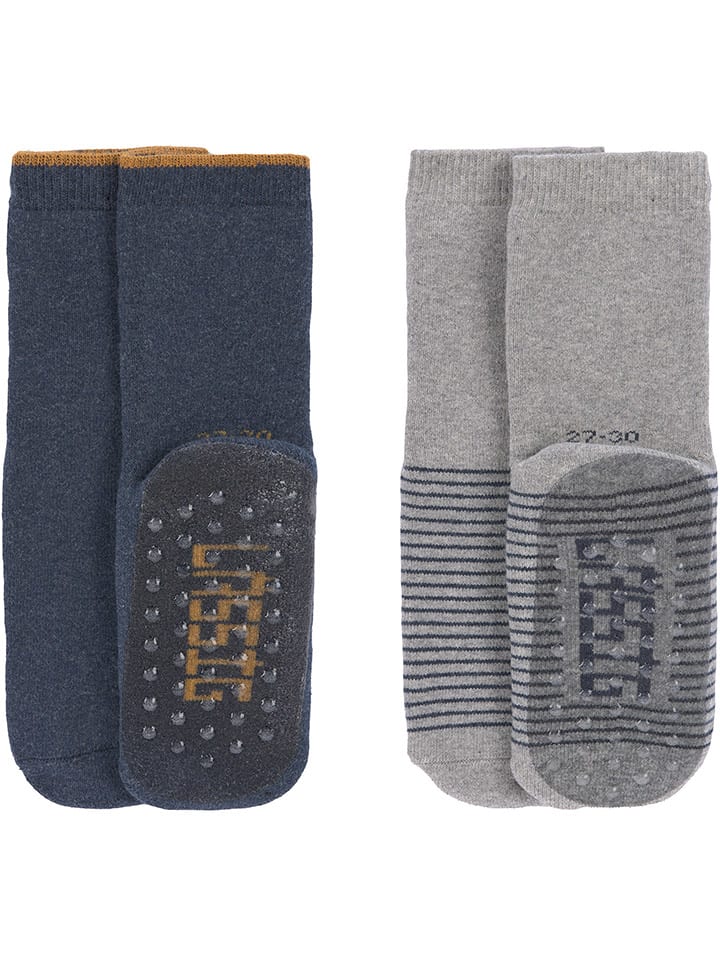 Lässig 2er-Ser: ABS-Socken in Dunkelblau/ Grau günstig kaufen