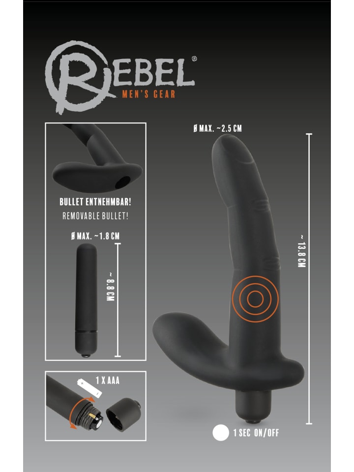 Rebel Prostata-Vibrator Naughty Finger Prostate Vibe in schwarz günstig kaufen 13,5 cm