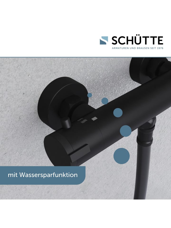 Schütte Duscharmatur LONDON in Schwarz matt mit Thermostat - (L) 7 x (B) 27 x (H) 6 cm günstig kaufen onesize