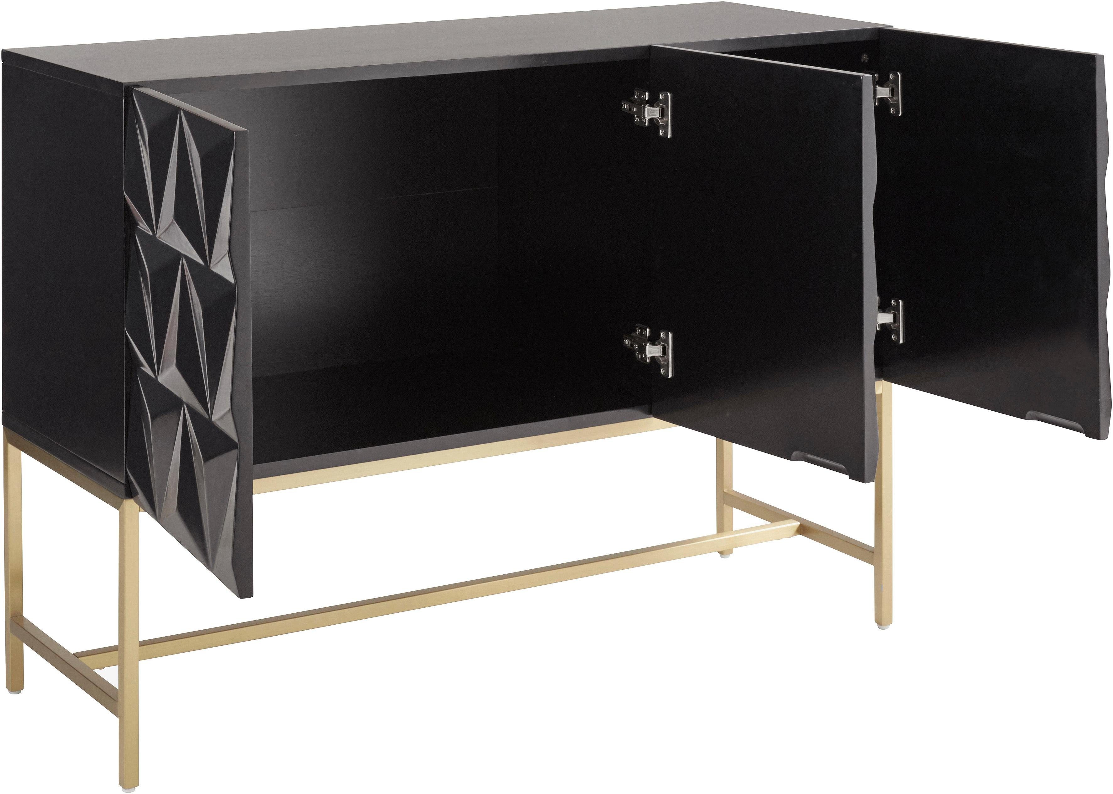 Leonique Sideboard Rovuma, in 3D-Optik und goldfarbenem Metallgestell