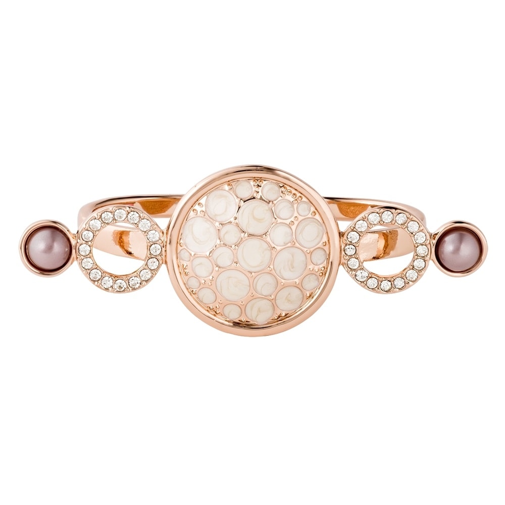 Pippa&Jean Bague tendance Laiton Cristaux de verre Perle de verre en Or rose Bague