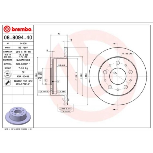 08.8094.40 BREMSSCHEIBE BREMBO HA  VP2 - ATU