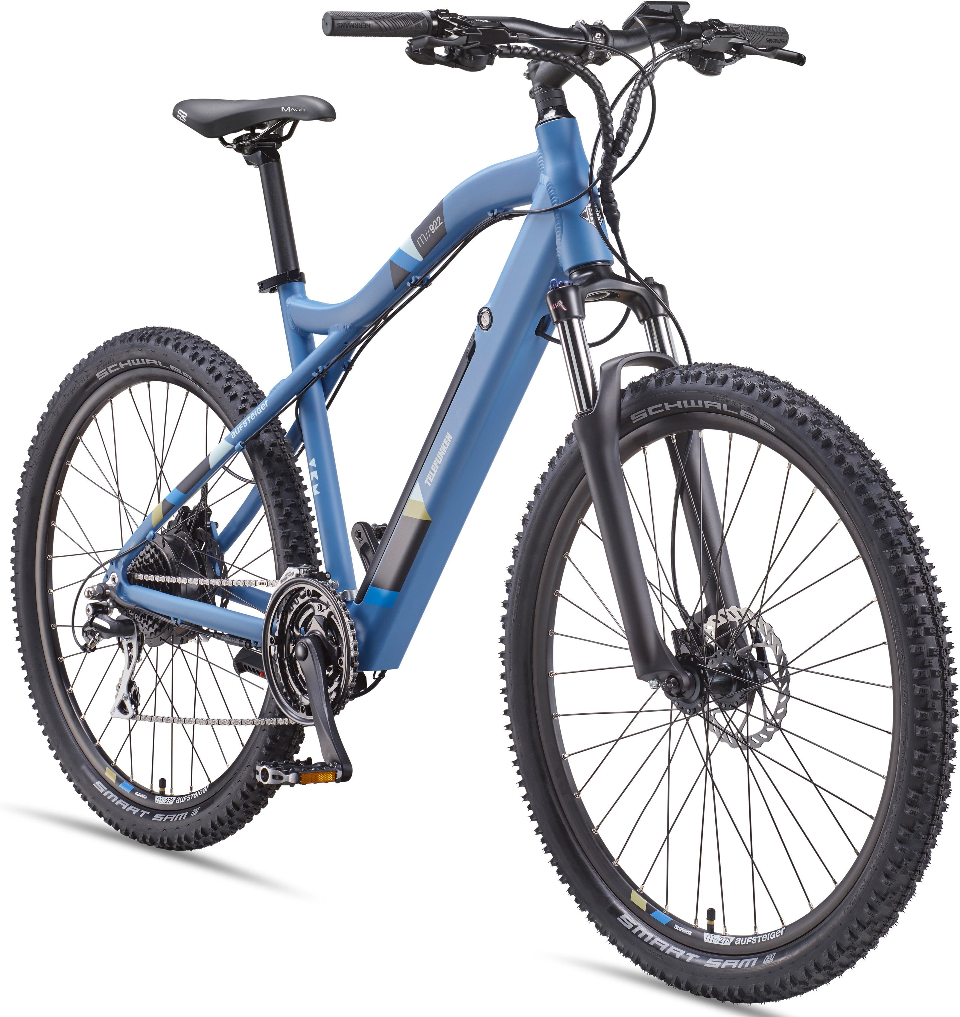 Telefunken E-Bike Aufsteiger M922, 24 Gang Shimano Acera Schaltwerk, Kettenschaltung, Heckmotor, 504 Wh Akku