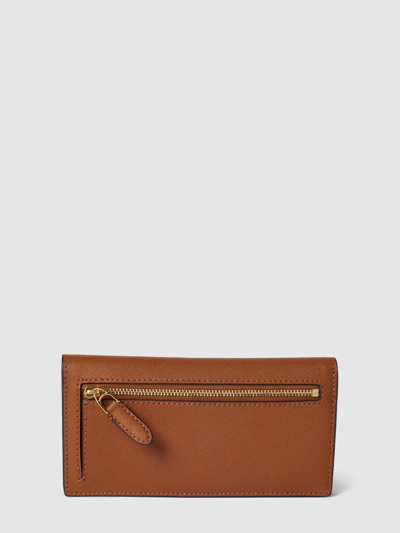 Portemonnaie mit Label-Applikation Modell 'SLIM' in cognac