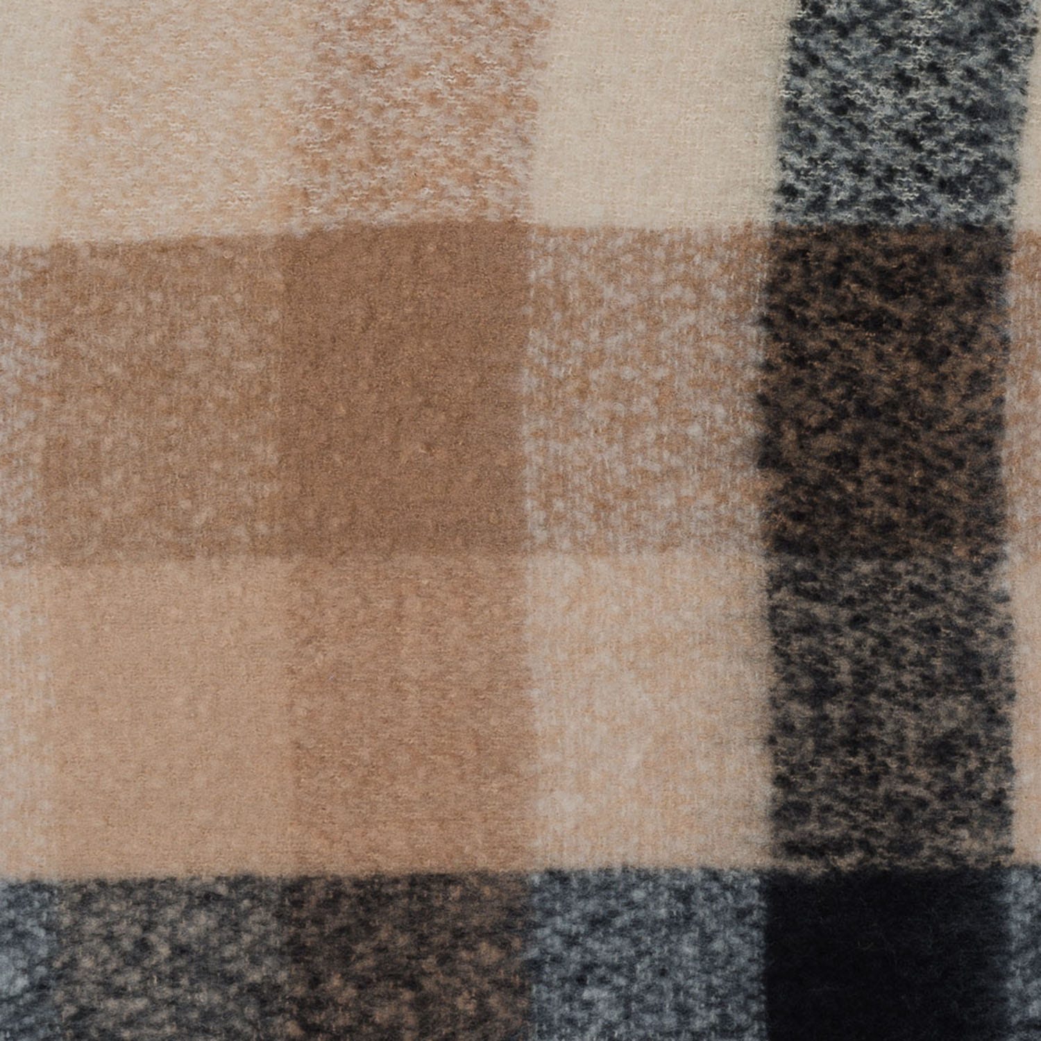 Grande écharpe beige à carreaux noirs et écrus