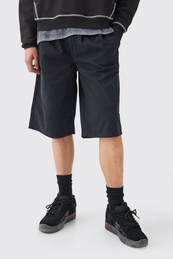 Twill Jorts mit Komfort-Bund und Gürtel