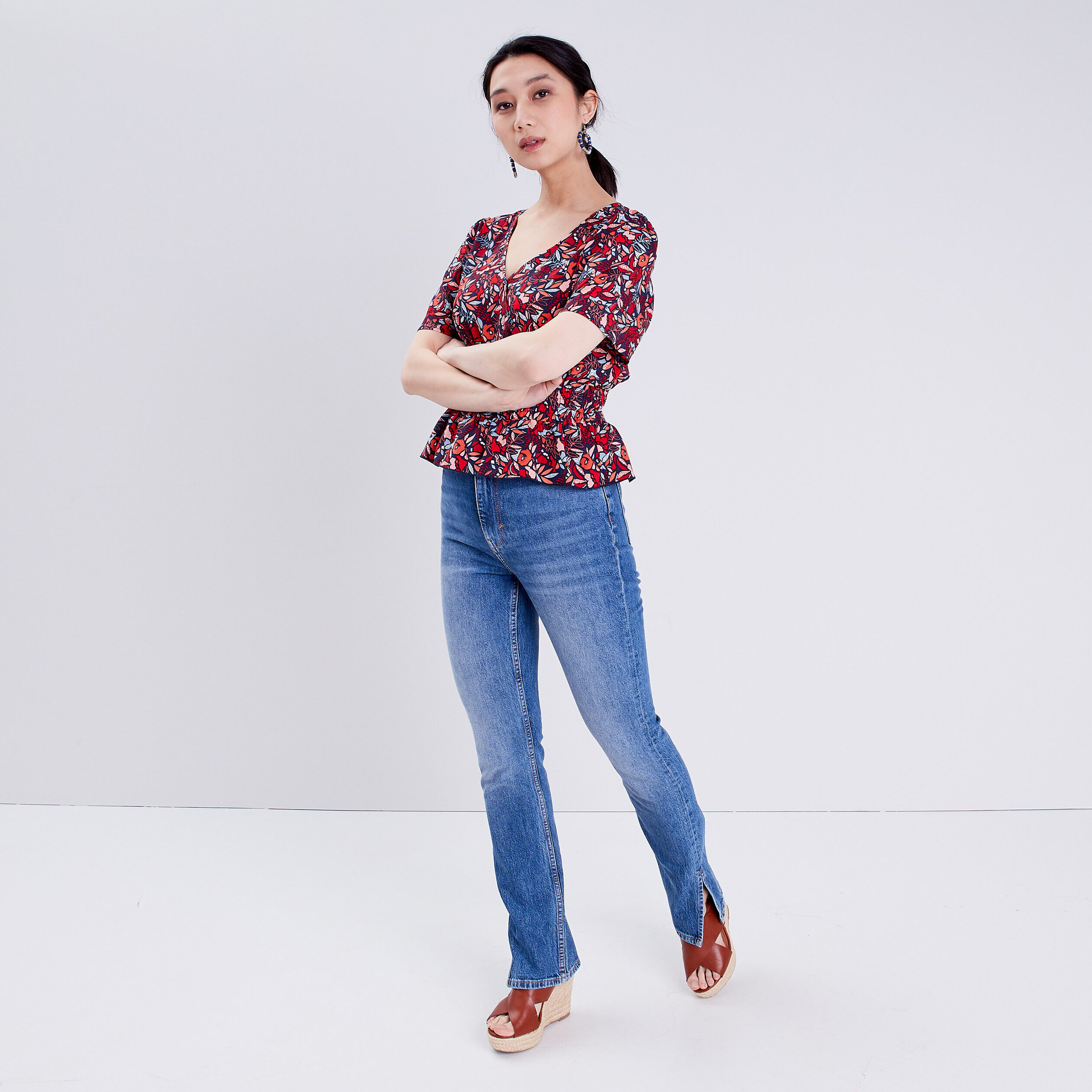 Jeans slim à fentes denim double stone femme | Cache Cache