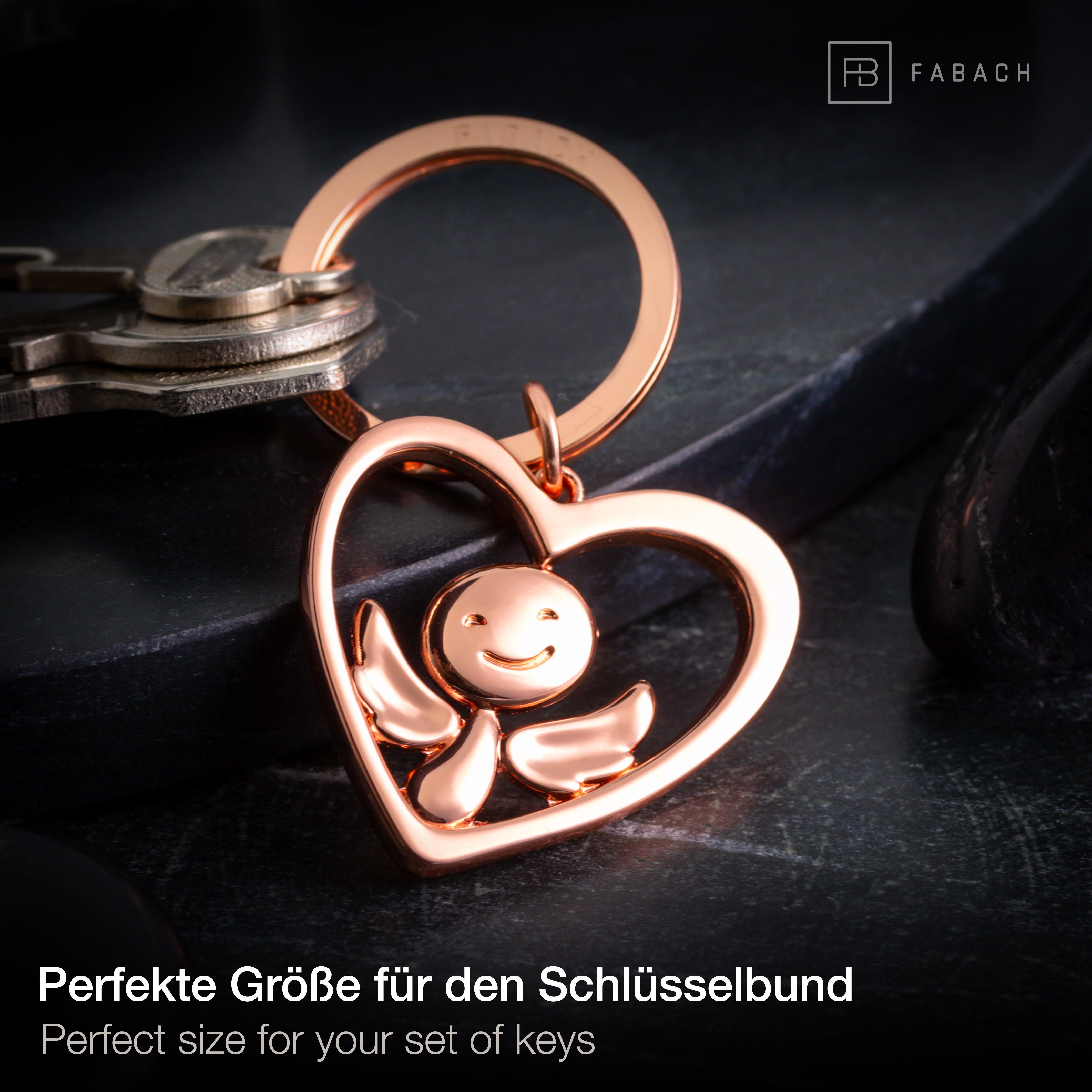 FABACH Schlüsselanhänger Schutzengel Furfur im Herz - Glücksbringer Geschenk - Metall Anhänger