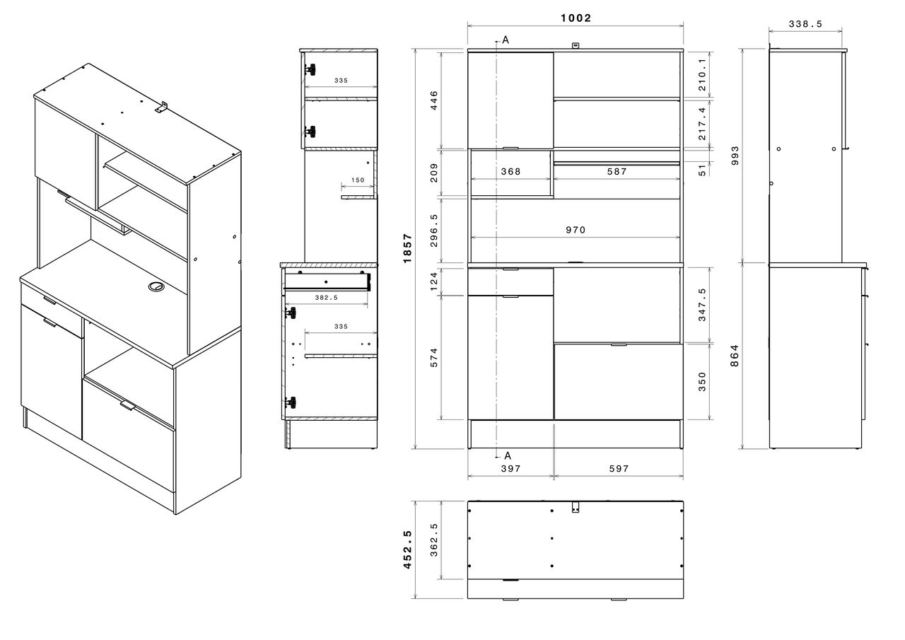 Parisot Buffet - Set, Socool 1 - Buffet mit Theke/Insel