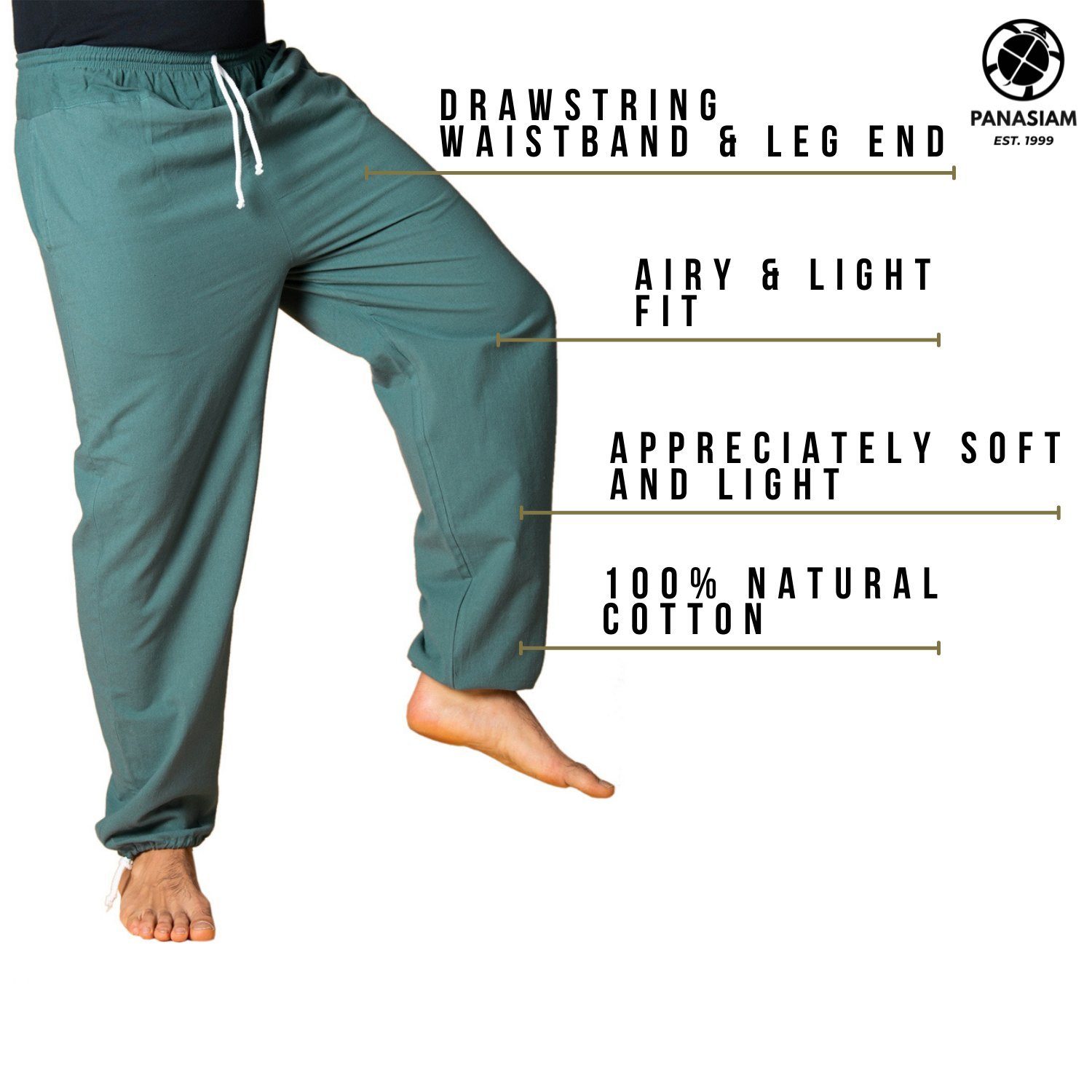 PANASIAM Wellnesshose E-Pants leichte Unisex Bundhose aus weicher Baumwolle für Damen und Herren Freizeithose mit Tunnelzug Relaxhose bequeme Sommerhose