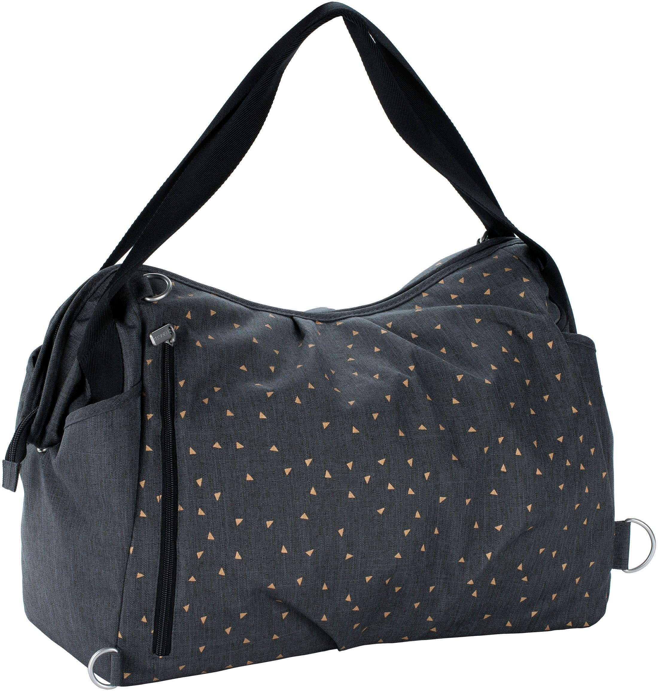 LÄSSIG Wickeltasche Casual, Twin Bag Triangle, Dark Grey, mit Rucksackfunktion und Wickelunterlage; PETA-approved vegan