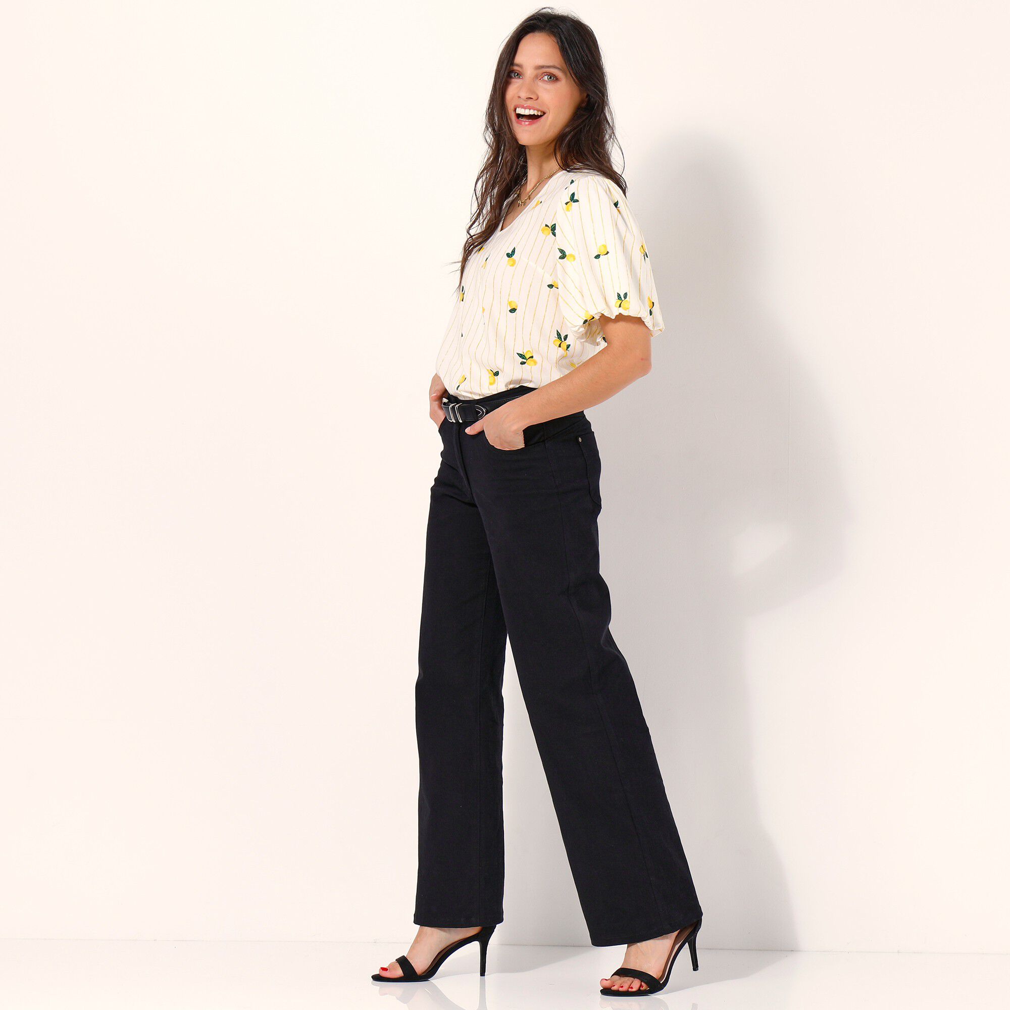 Pantalon couleur coupe large 5 poches