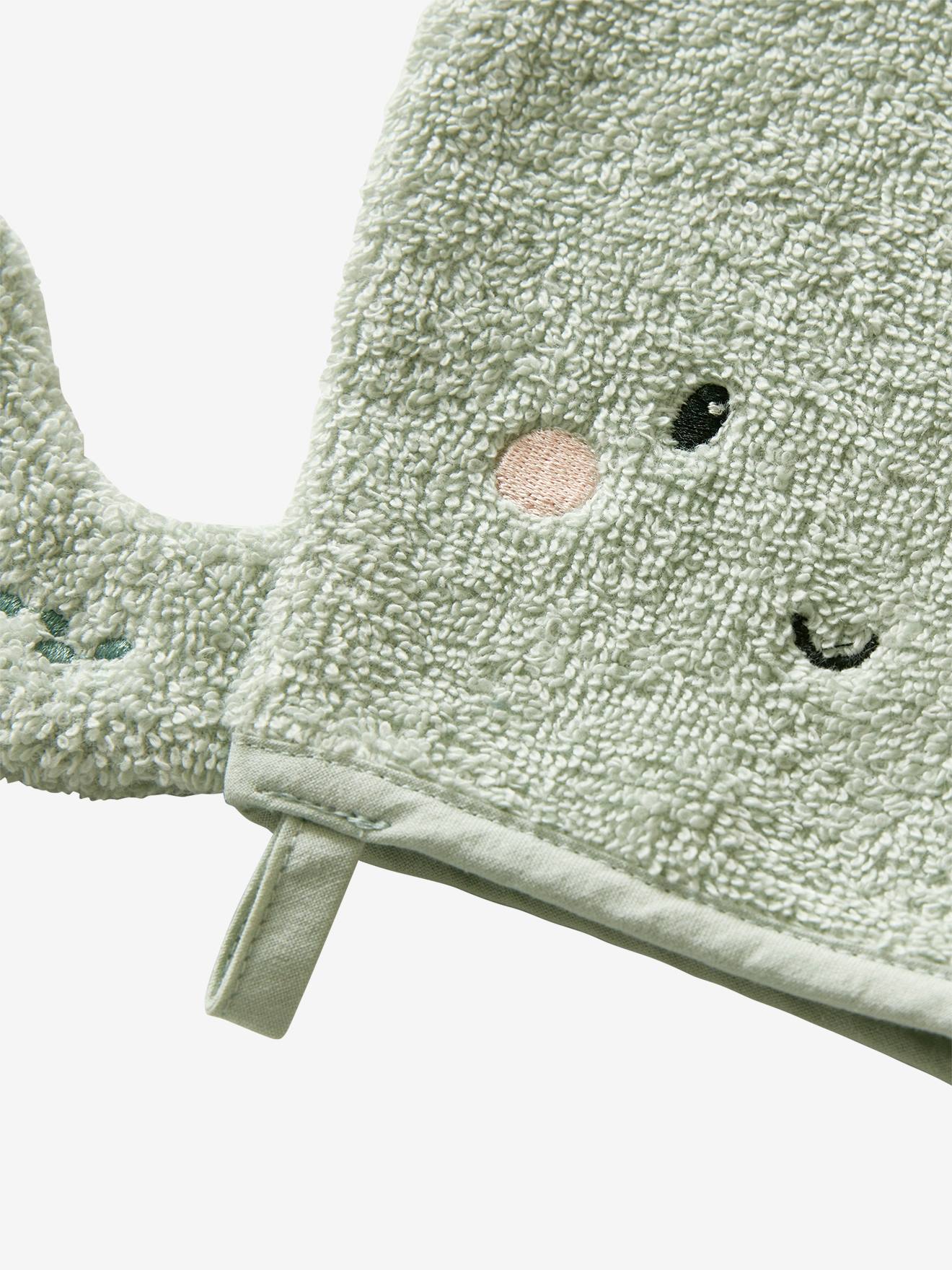 Vertbaudet 2er-Set Baby Waschhandschuhe OZEAN Oeko Tex - salbeigrün