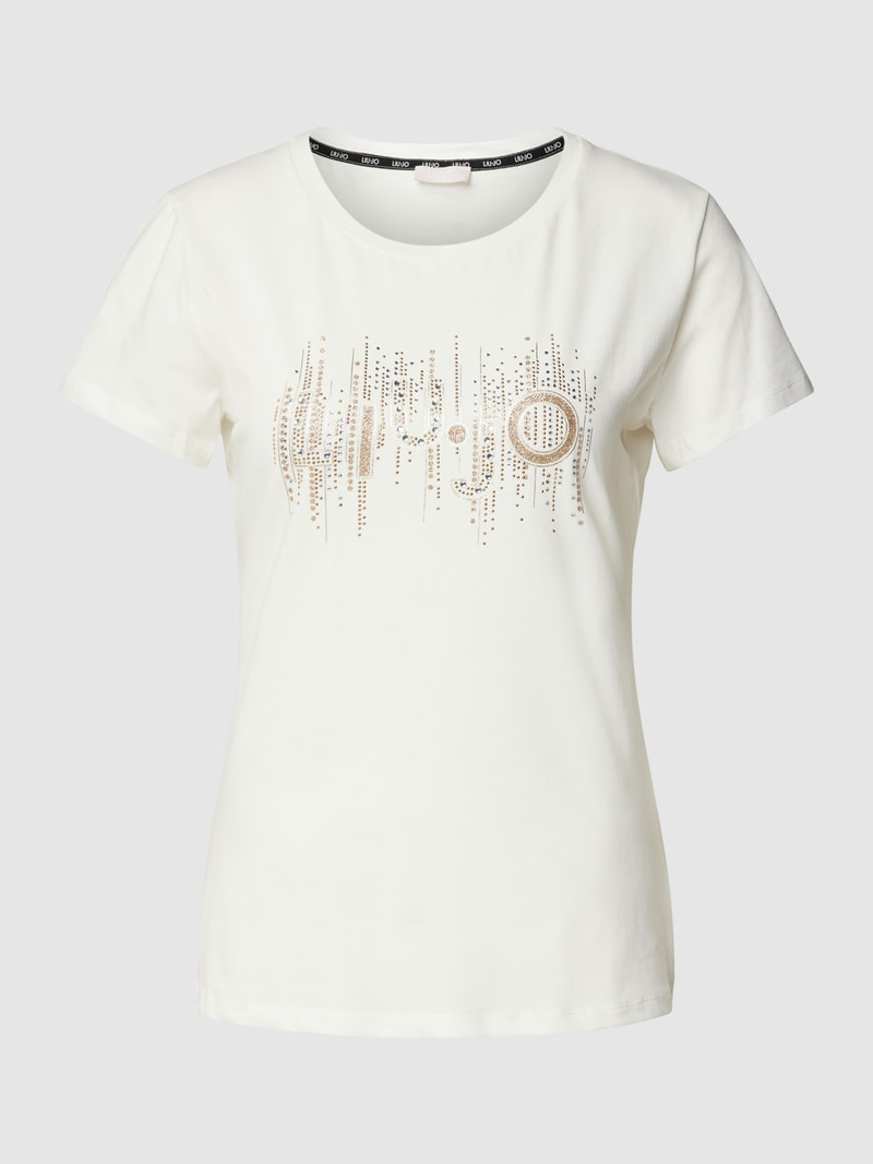 T-Shirt mit Ziersteinbesatz in weiss