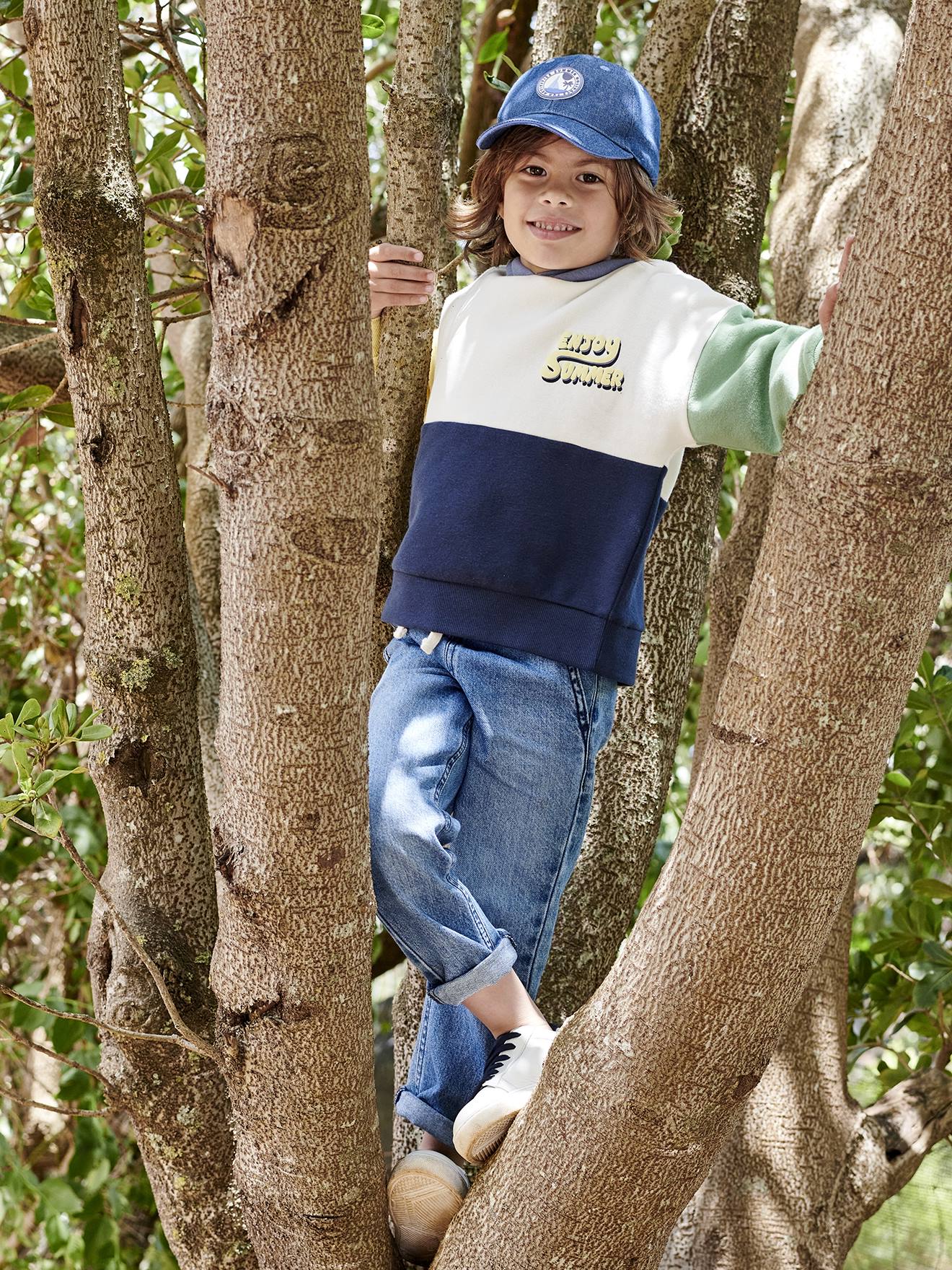 Vertbaudet Jungen Kapuzensweatjacke mit Recycling-Polyester - mehrfarbig