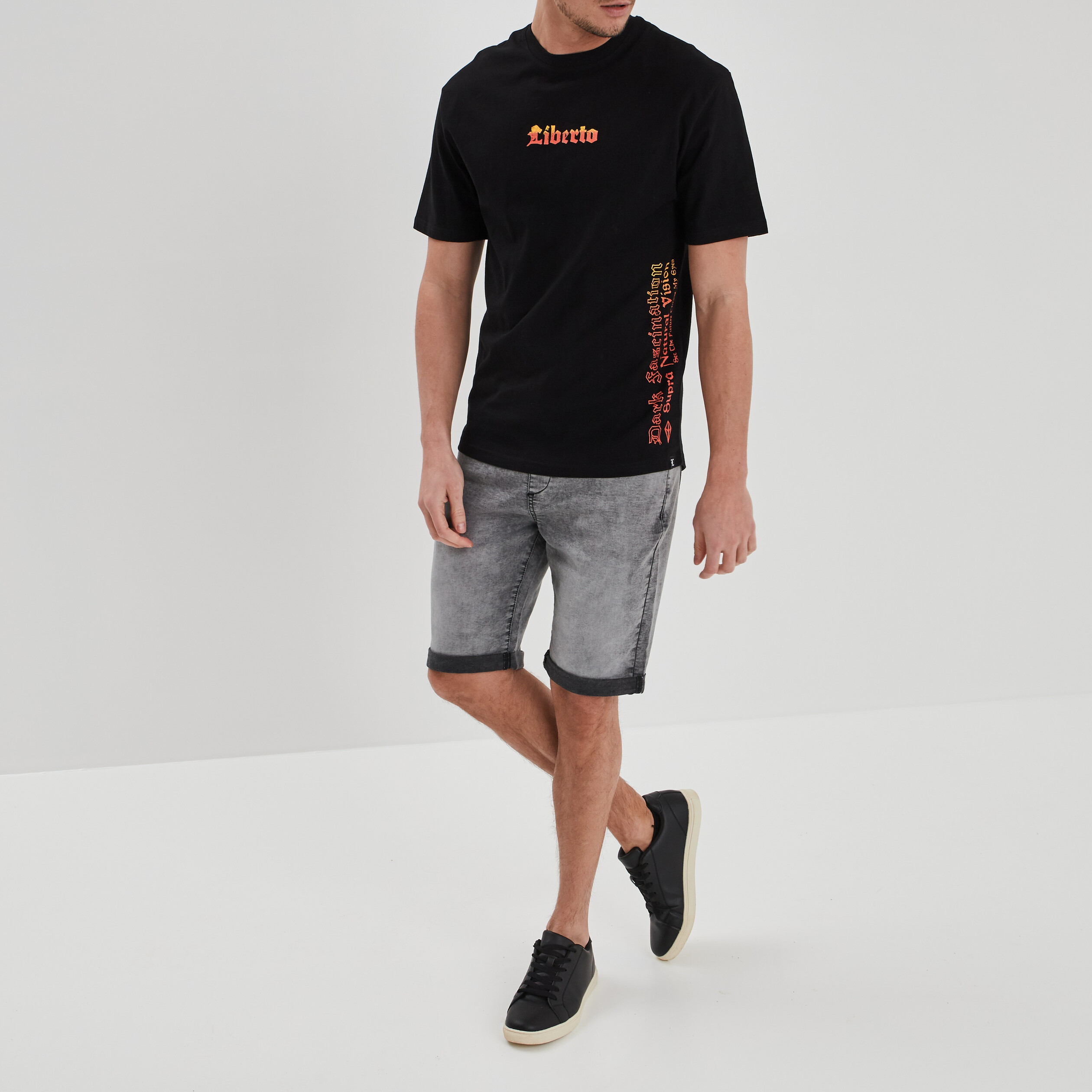 Jogging-Short avec cordon denim gris homme | La Halle