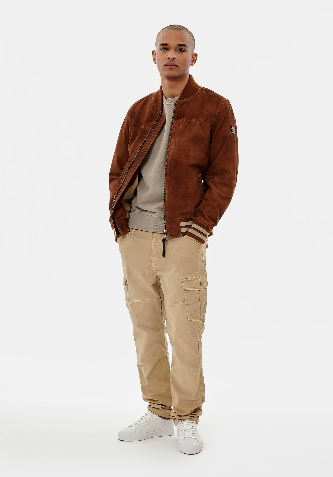 NAVAR  Blouson en cuir marron Homme