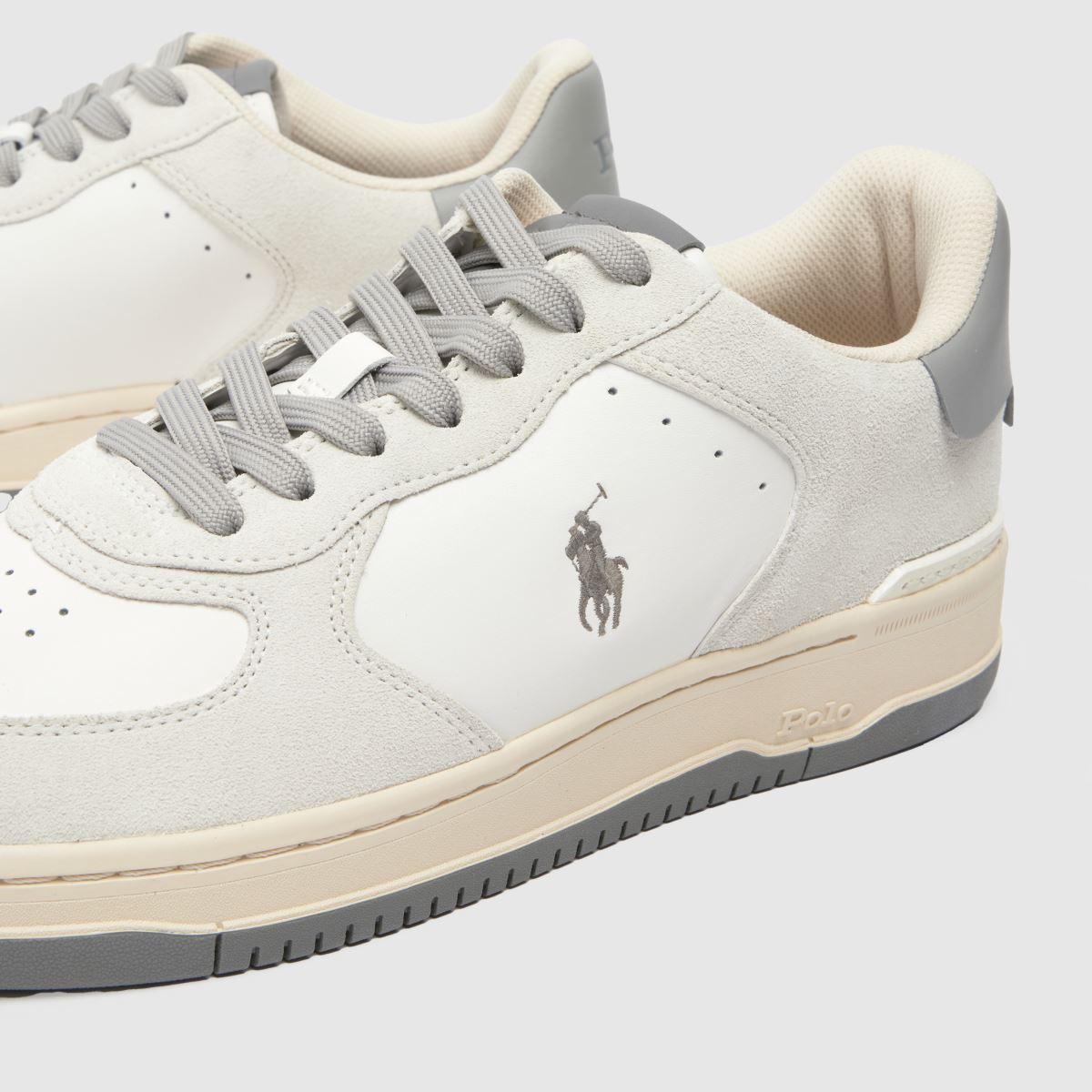 Polo Ralph Lauren – Masters Court – Vita och grå sneakers