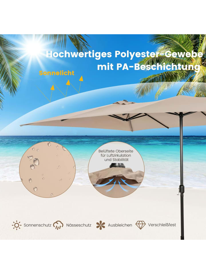 COSTWAY Doppelsonnenschirm 426x265cm in Braun günstig kaufen onesize