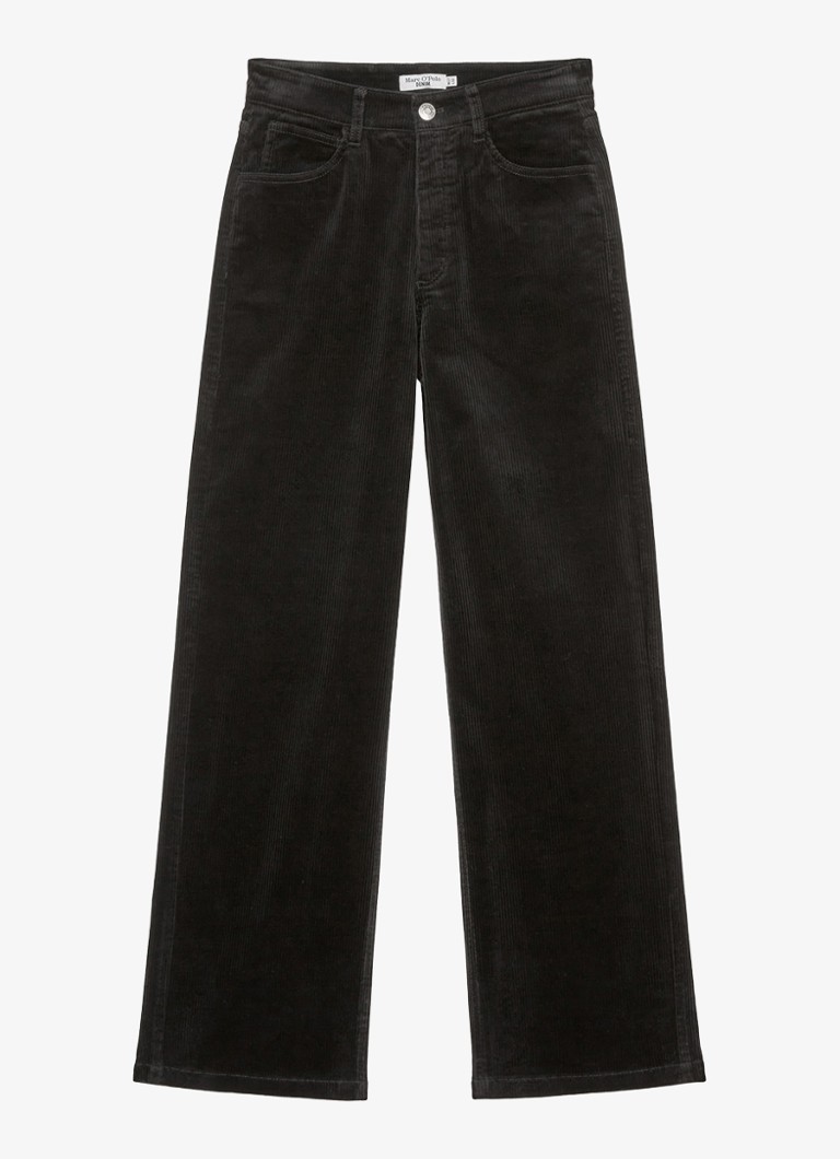 Pantaloni din catifea reiată Marc O'Polo din denim cu talie înaltă și croială dreaptă