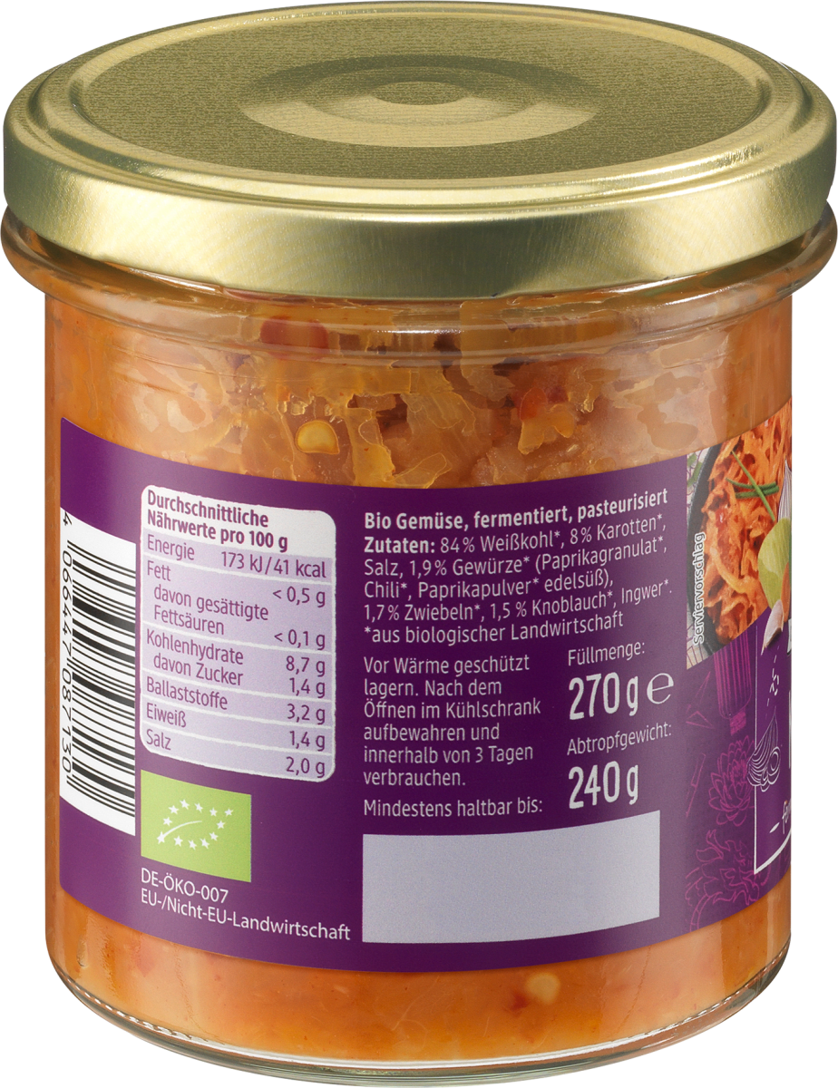 Kimchi, fermentiertes Gemüse, 270 g