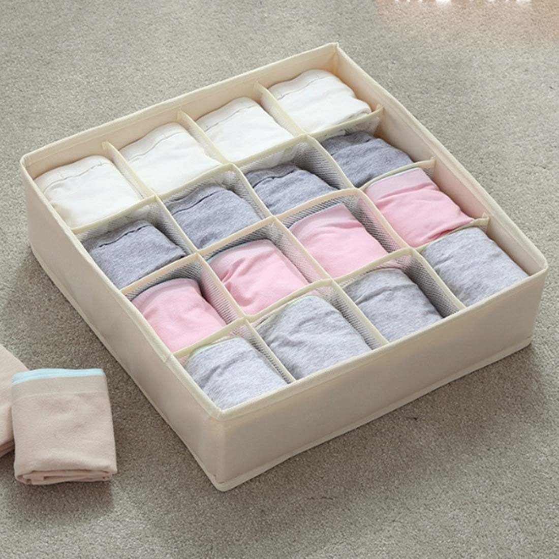 YANN Aufbewahrungstasche Socken- und Unterwäsche-Organizer, faltbare Box mit 16 Fächern. (1-tlg), Schubladen-Organizer, Stoffbox zur Aufbewahrung von Socken