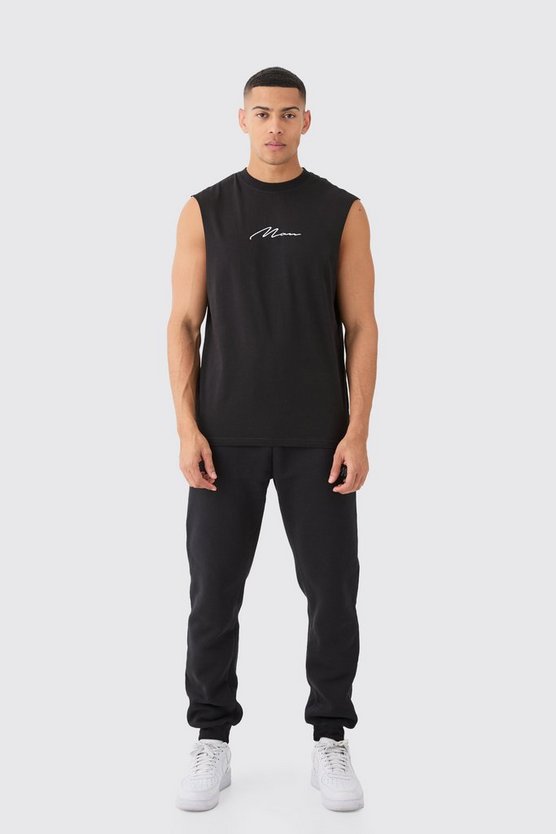 Man Signature Tanktop mit weiten Ärmeln