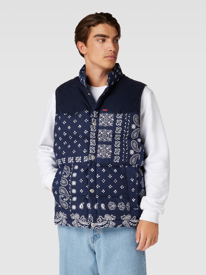 Outdoor-Weste mit Motiv-Prints Modell 'WESTERN' in marineblau
