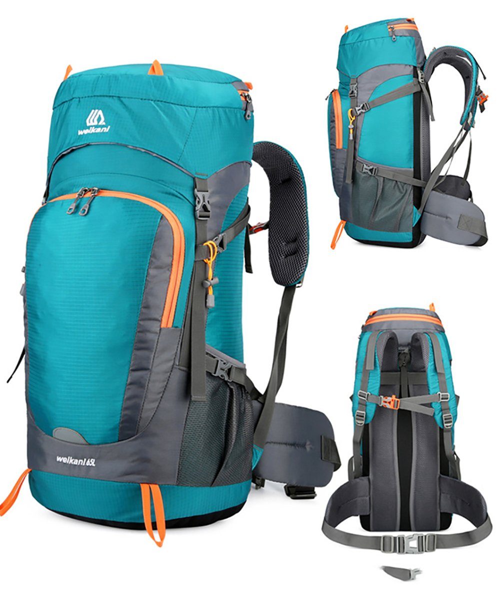 Geborgenheit Wanderrucksack 65L Wanderrucksack (Reiserucksack Outdoor Wandern Rucksack Für Wandern, Bergsteigen, Camping, Einstellbares Design), Herren Damen Wasserdichter Trekkingrucksack