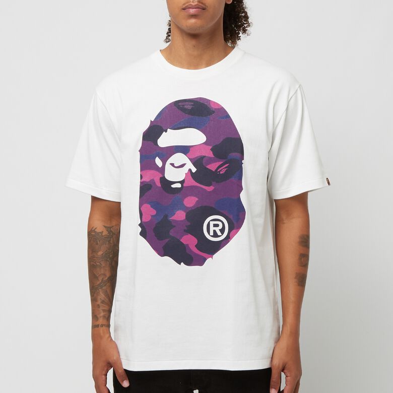 A Bathing Ape Color Camo Big Ape Head Tee M white purple