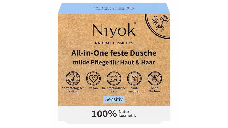Niyok All-in-One feste Dusche Haut + Haar Sensitiv 80 g