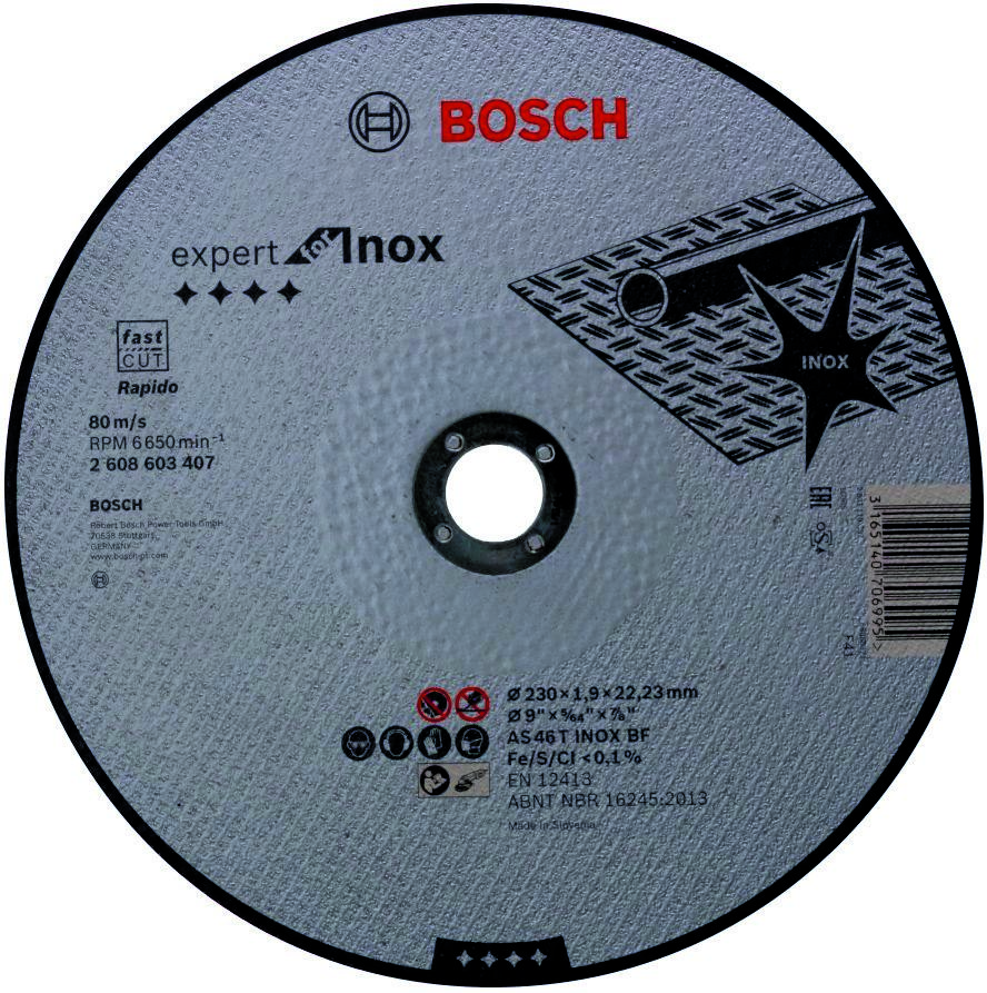 Bosch Blue Accessories 2608603407 Ίσιος δίσκος κοπής Expert για ανοξείδωτο χάλυβα - Rapido AS 46 T Ανοξείδωτος χάλυβας BF, 230 mm, 1,9 mm