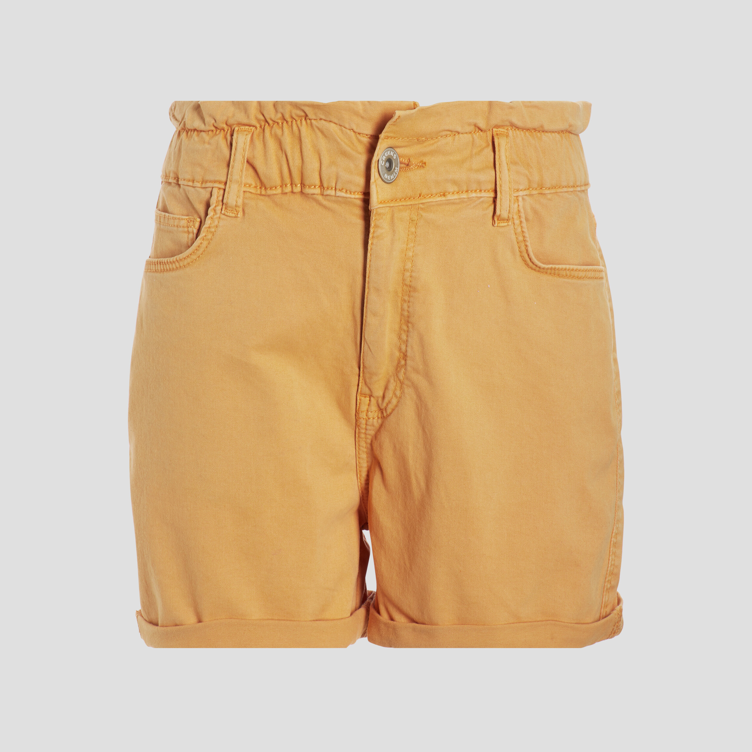 Short droit taille haute élastiquée orange femme | La Halle
