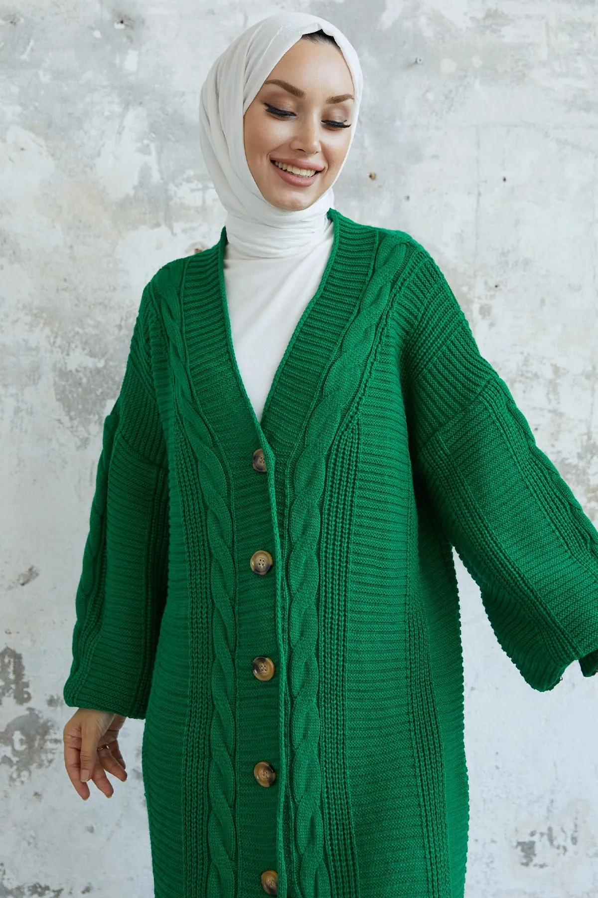 InStyle  Evia geknöpfter Strick-Cardigan – Grün