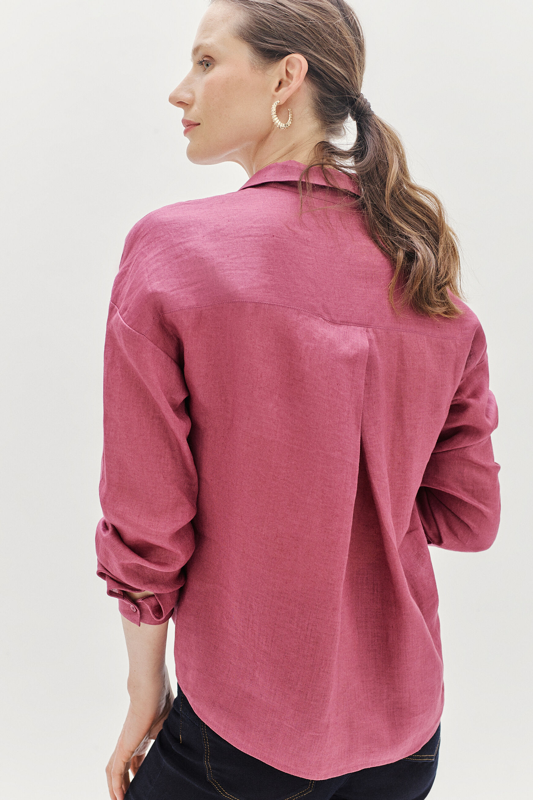 chemisier florentine 100% lin rose femme