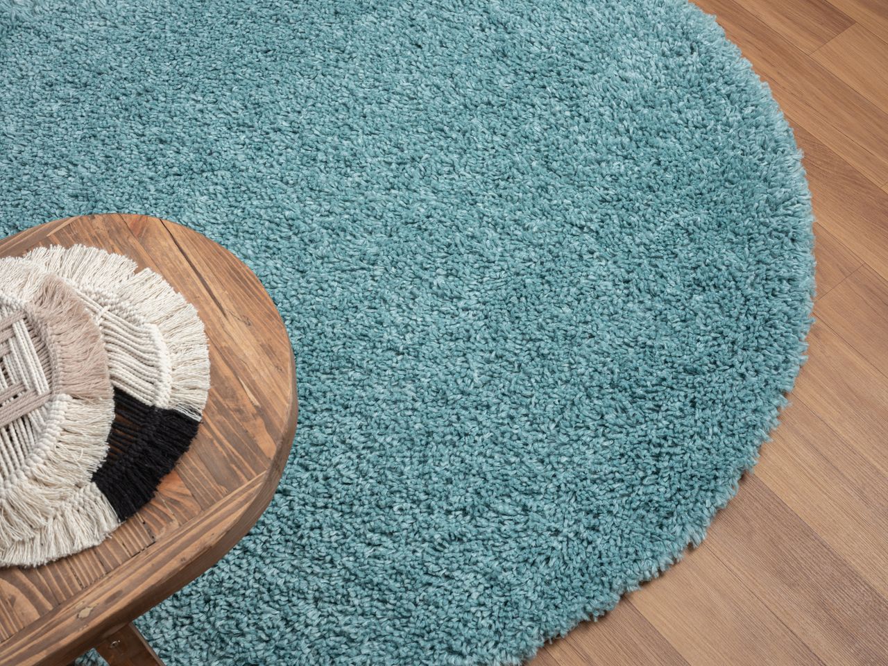 MyFlair Teppich Elodie, 100cm x 100cm, Farbe Hellblau, rund, Florhöhe 37mm