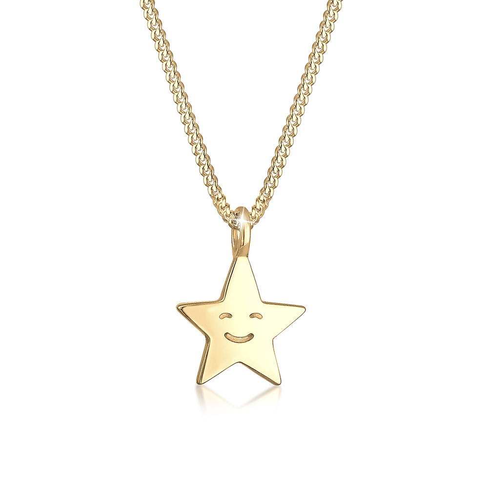 Elli Elli Collier Kinder Astro Stern Gesicht 925er Sterling Silber collier