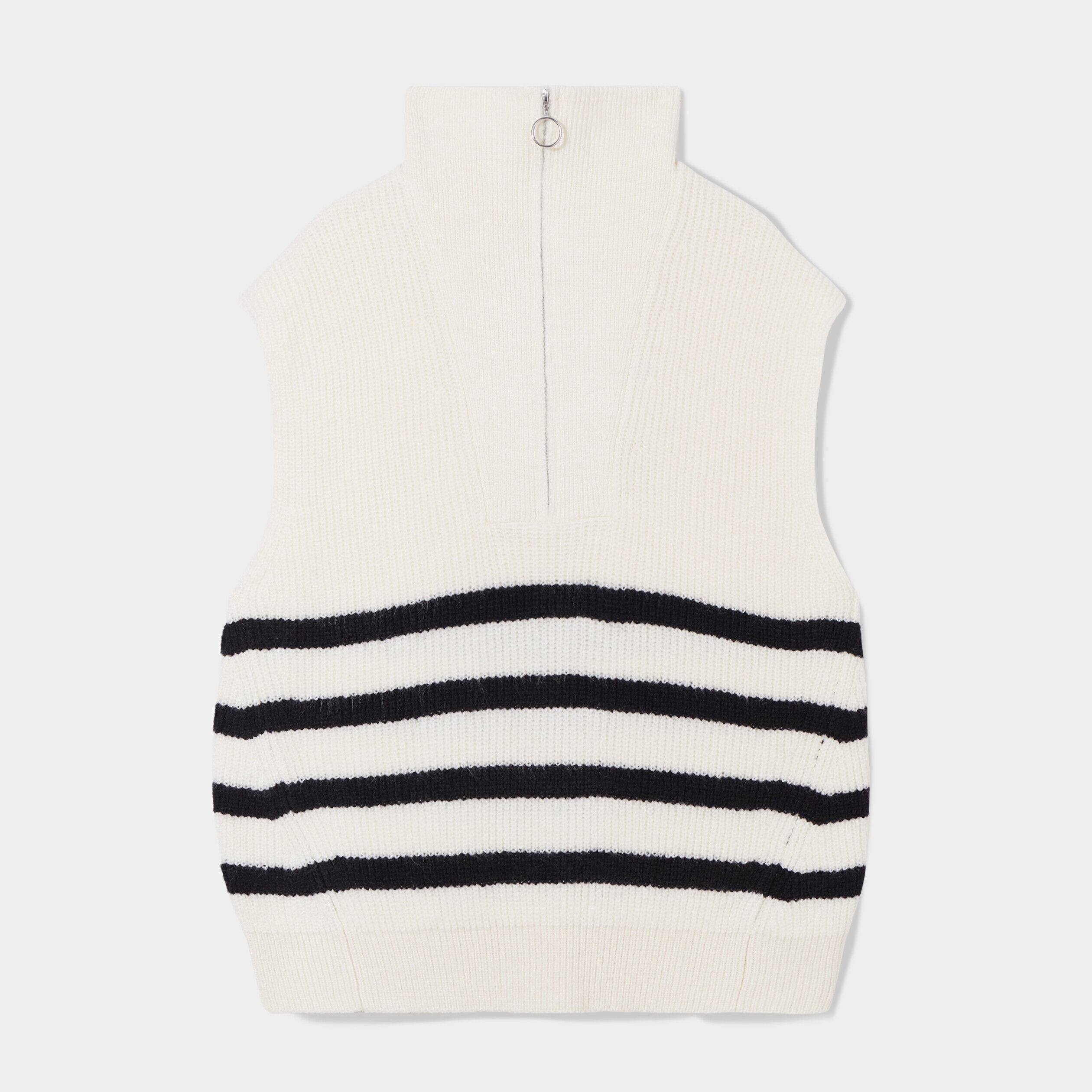 Pull col camionneur zippé ecru femme | Cache Cache