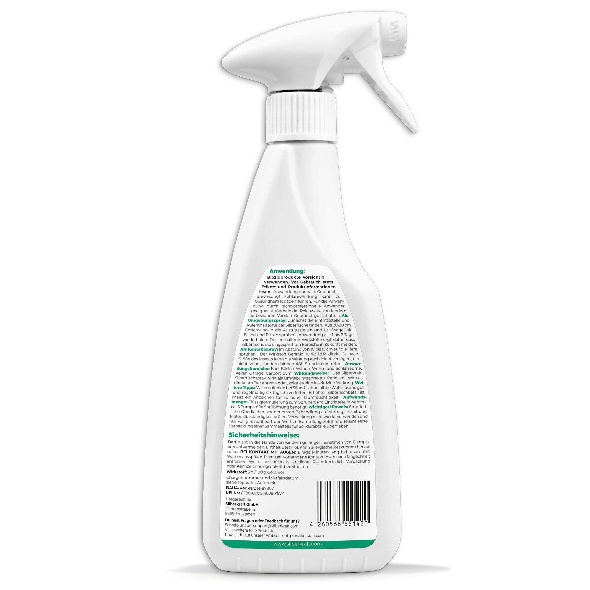 Silberkraft Insektenspray Silberfischspray - Silberfische / Papierfische bekämpfen, 500 ml, 1-St.