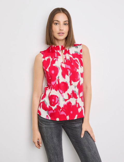 Ärmellose Bluse mit Alloverprint