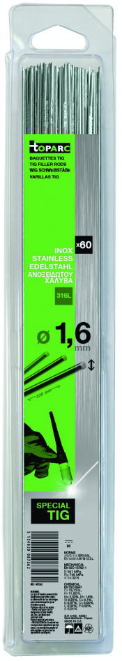 Gys 5193087262 TIG-svejsefyldstof Rustfrit stål 316L Ø1,6 x 330 mm 60 stk.