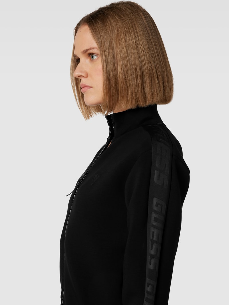 Sweatjacke mit Label-Applikation Modell 'NEW ALLIE' in schwarz