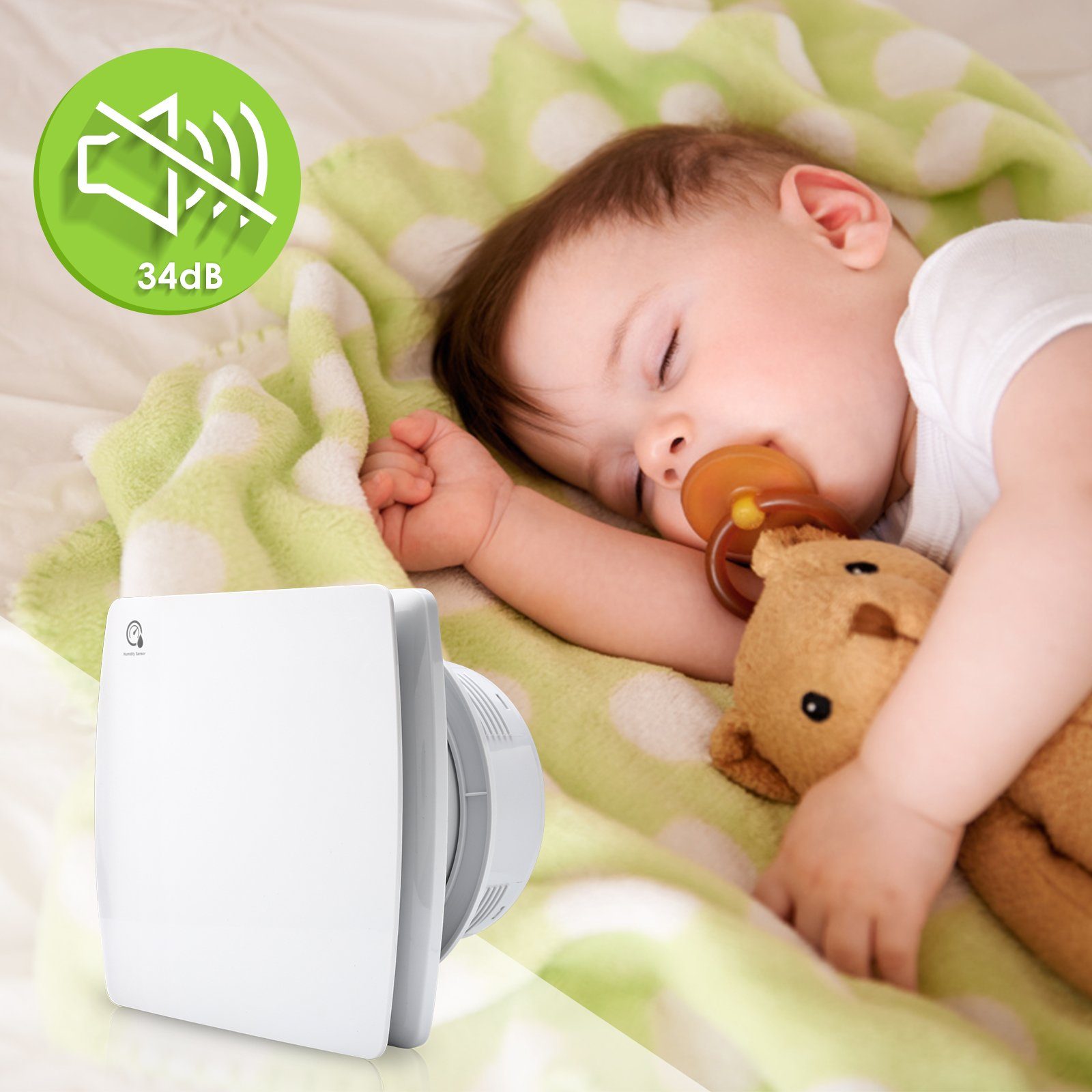 Gimisgu Wandventilator Badlüfter 10/15cm mit Feuchtsensor und Nachlauf und Timer