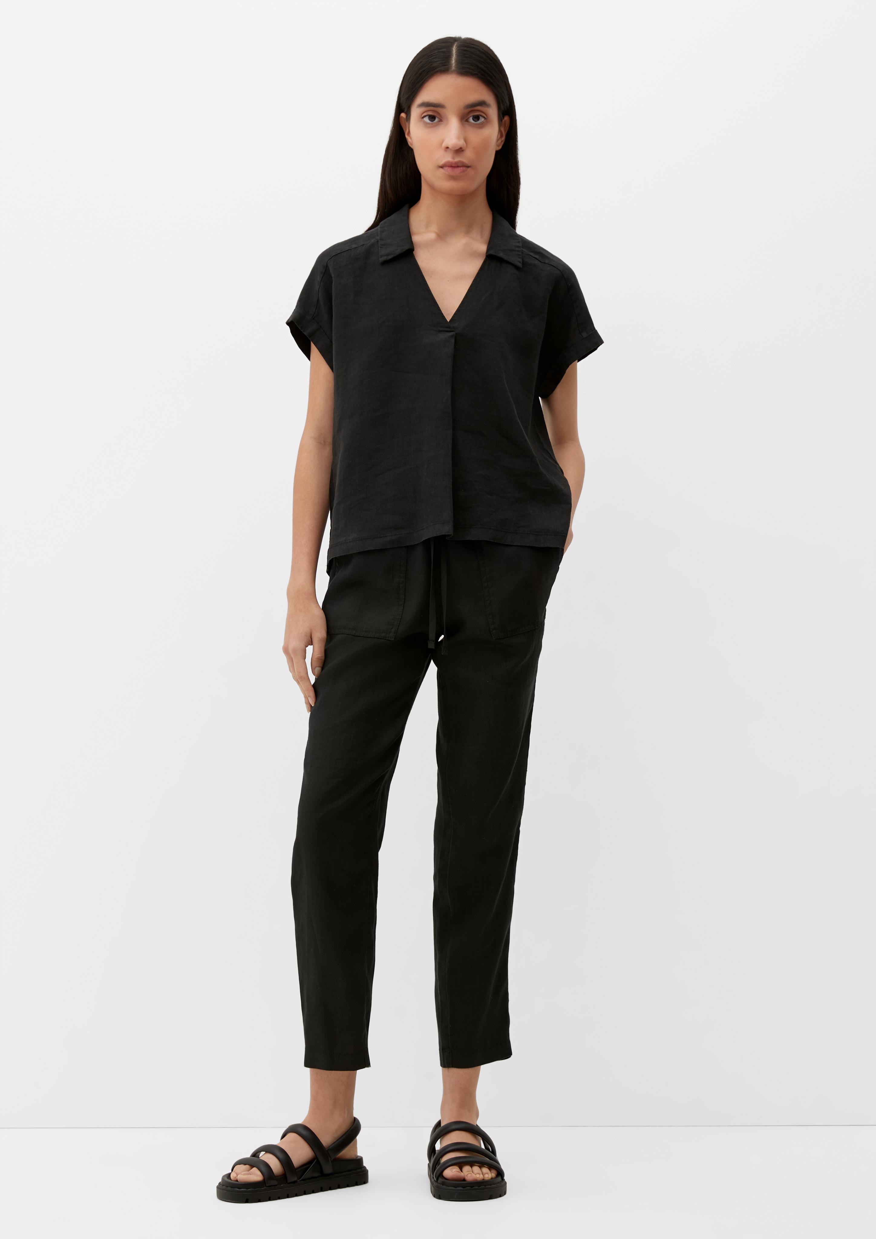 Blusenshirt mit Leinen-Front  2132144-9999