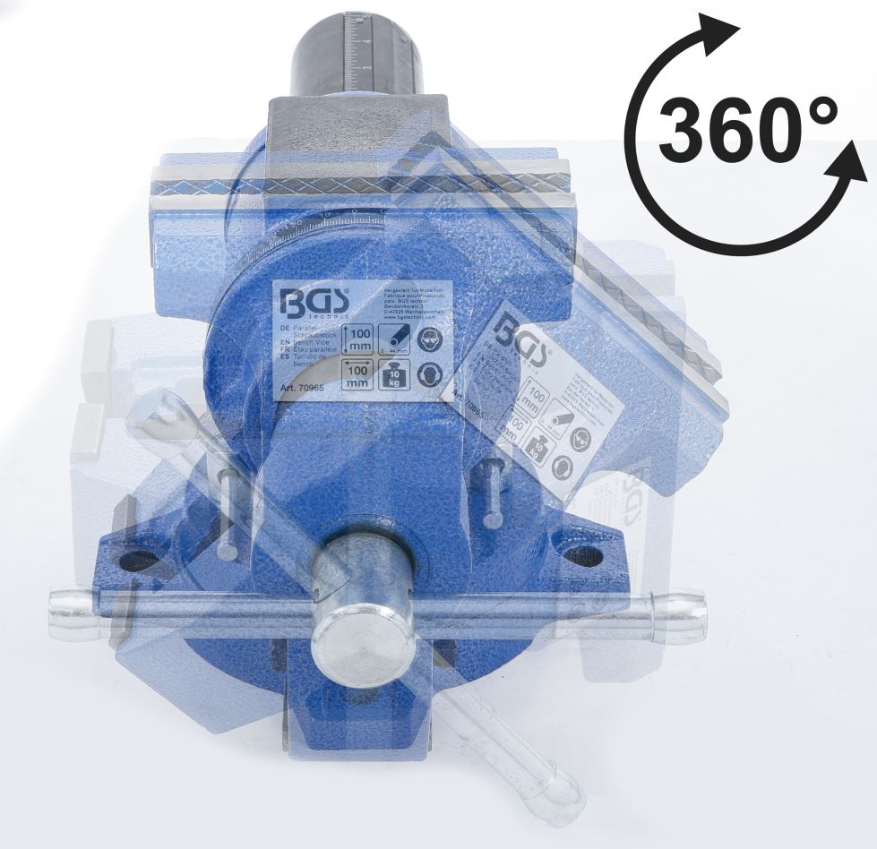 Menghină BGS 70965 cu fălci de prindere de 100 mm, rotativă la 360°