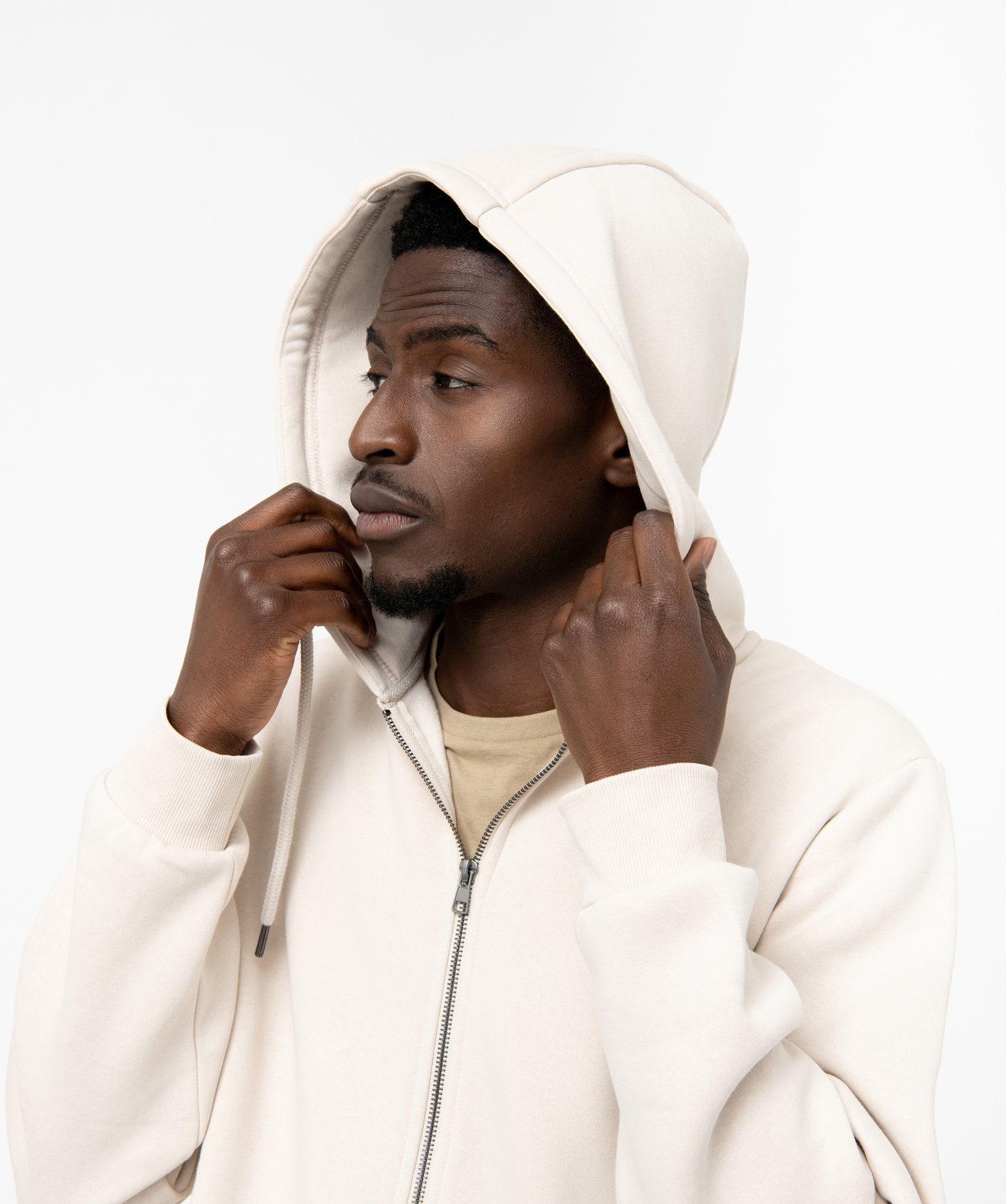 Sweat zippé à capuche homme ecru | GEMO