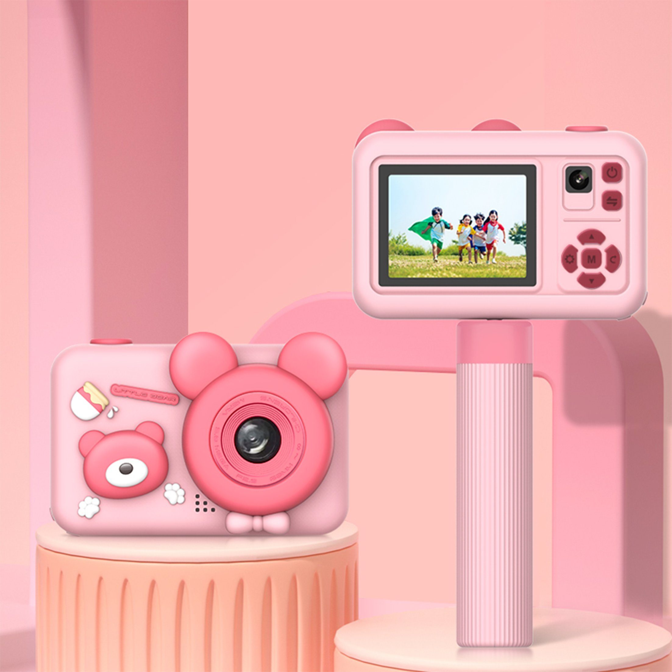 KINSI Kinderkamera,Duale Front- und Rückkamera,Digitalkamera,2600P HD Sofortbildkamera (Stativ-Kamera(Foto,Video,Filter,zeitgesteuerte Fotos,Musik,Spielex)