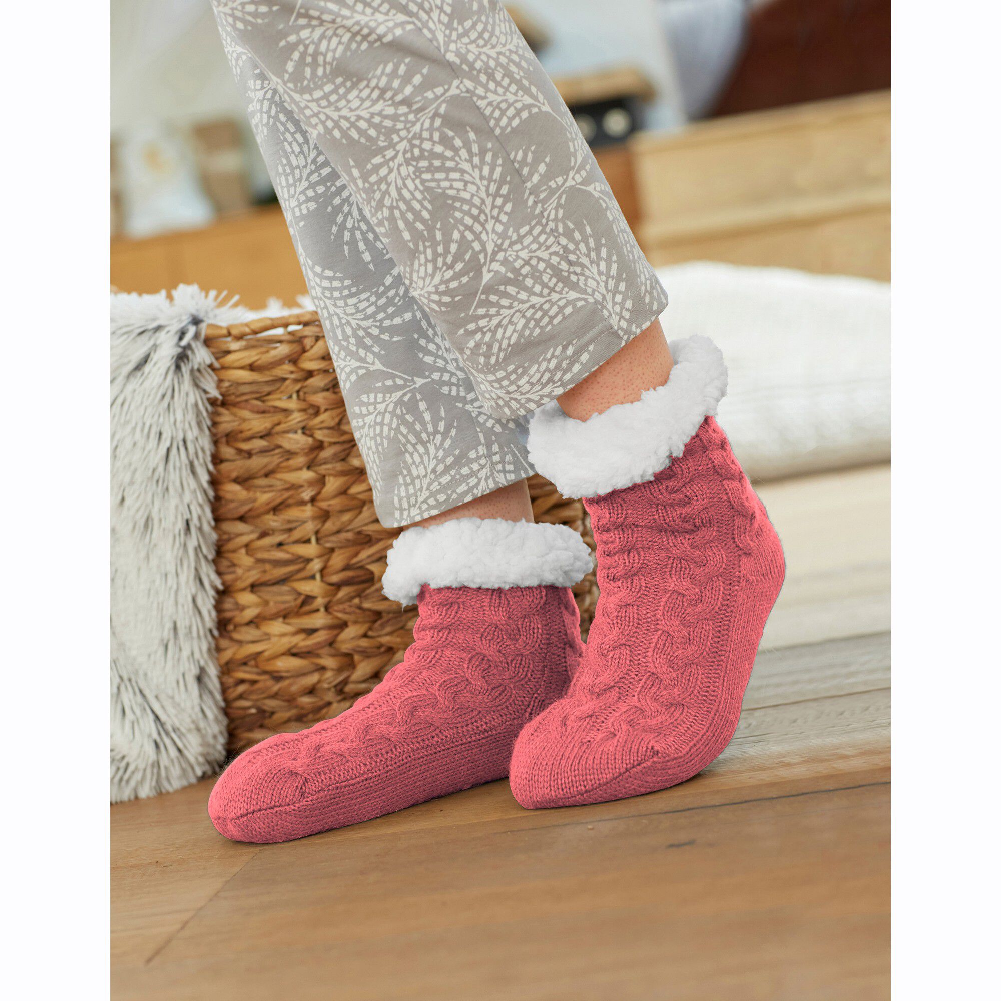 Chaussons-chaussettes torsadés antidérapants