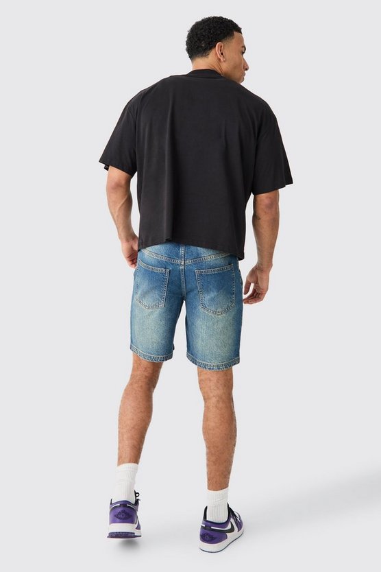 Slim Jeansshorts mit Kontrast-Naht